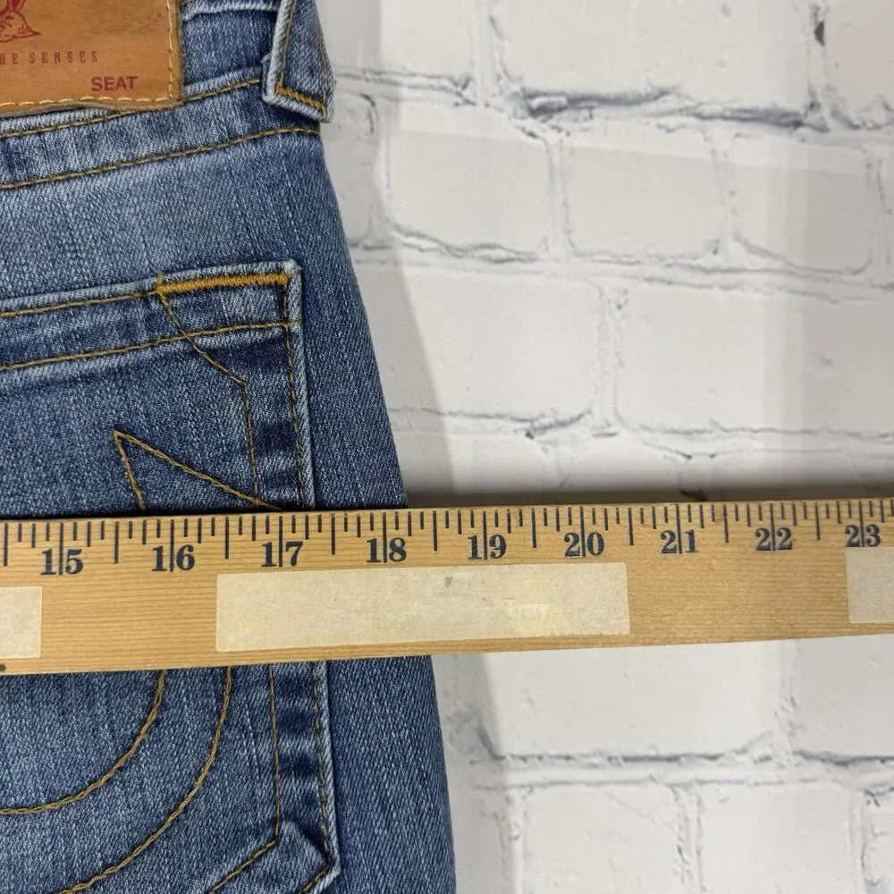 True Religion Rocco Mens 30 Made USA Distressed Slim Jeans Y2K Medium Wash Denim
